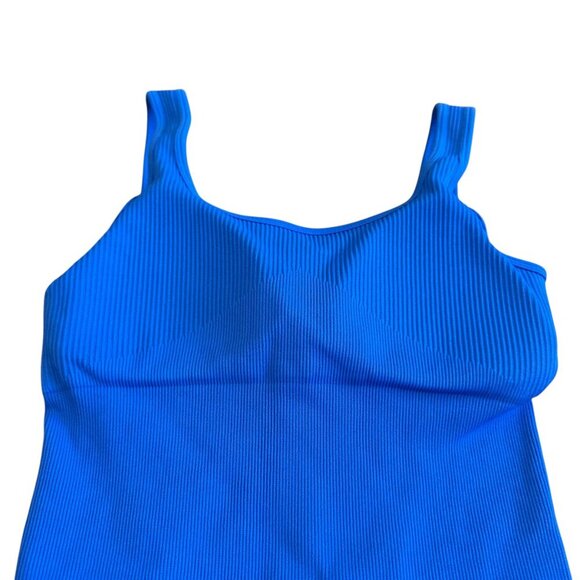 Loovoo Blue Athletic Workout Romper Stretch One Piece Athleisure Size Small - Picture 2 of 10